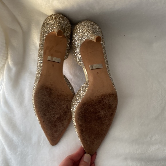 Badgley Mischka Women's Daisy Gold Glitter Heels. Size 9. - Picture 5 of 7